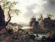 Ferdinand Kobell Flusslandschaft mit Wasserfall oil painting artist